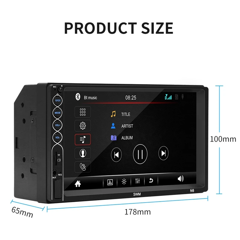 7 дюймов свяжитесь Sn автомобиль радио плеер HD стерео Bluetooth 12V 2 Din FM ISO Мощность Aux