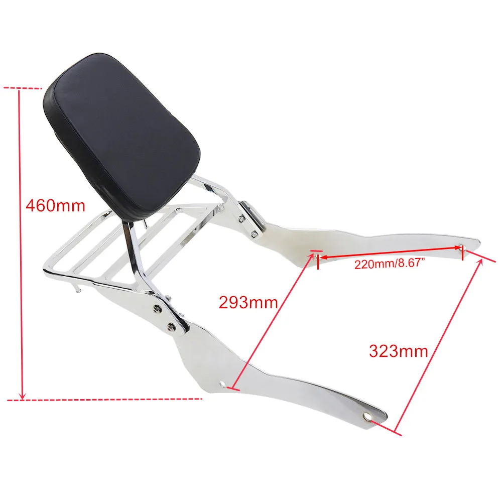 

Rear Luggage Rack Support Trunk Holder Cargo Shelf Bracket w/ Backrest Sissy Bar For Yamaha V-Star V Star Vstar Dragstar 400 650