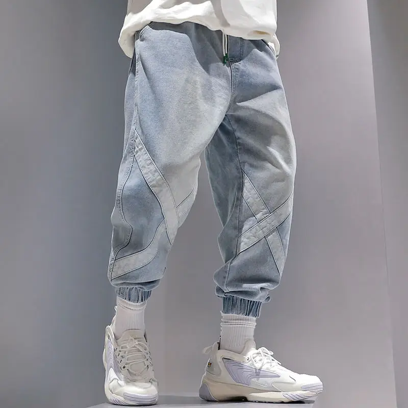 

Jeans Men New Korean-Style Jeans Men Fashion Casual Loose and Plus Size Hip Hop Ankle Banded Pants