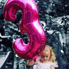 1 шт., 40 дюймов, номер 3, детский душ, розовое золото, серебро, розовый, черный, цифра, 3 гелиевых шара, 3 дня рождения, Декор, воздушные шары