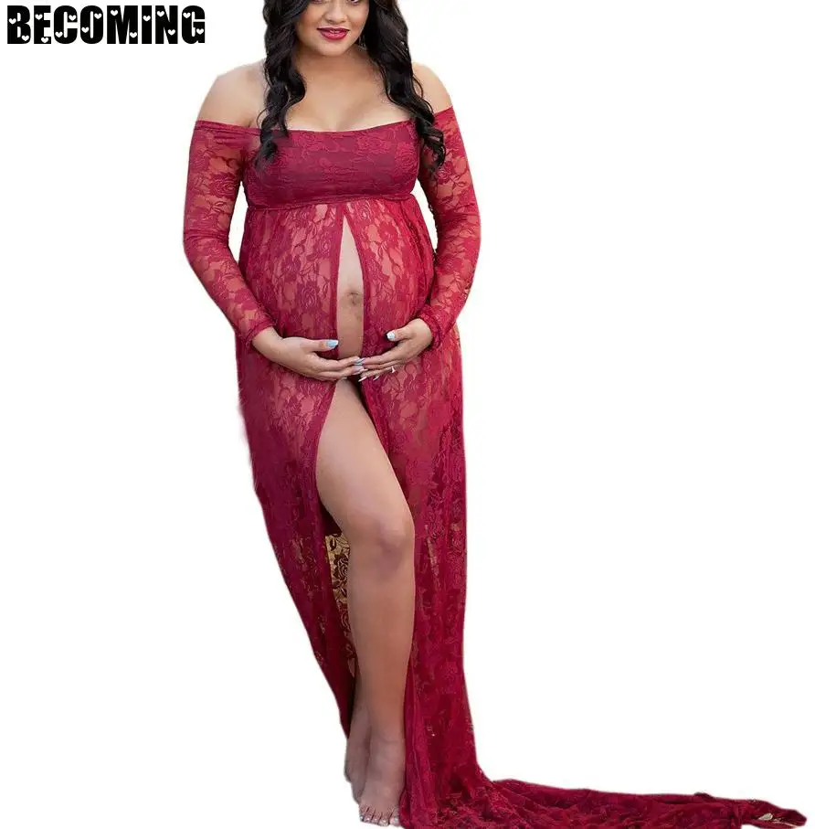 Кружевные платья для беременных фотосессии платье женская одежда с длинным