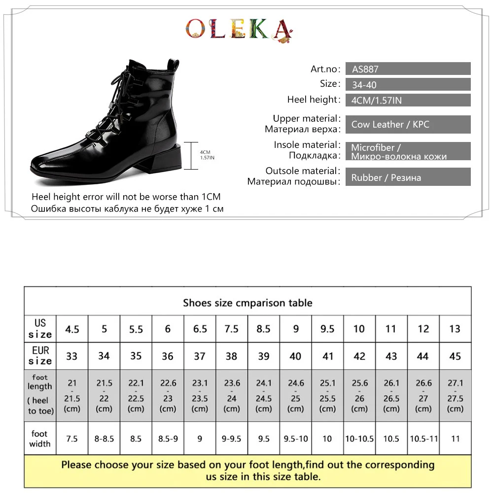 

OLEKA Leather Mid-calf Winter Winter Boots Square Heel Rome Square Toe Ladies Boots Leisure Style Motorcycle Boots New AS887