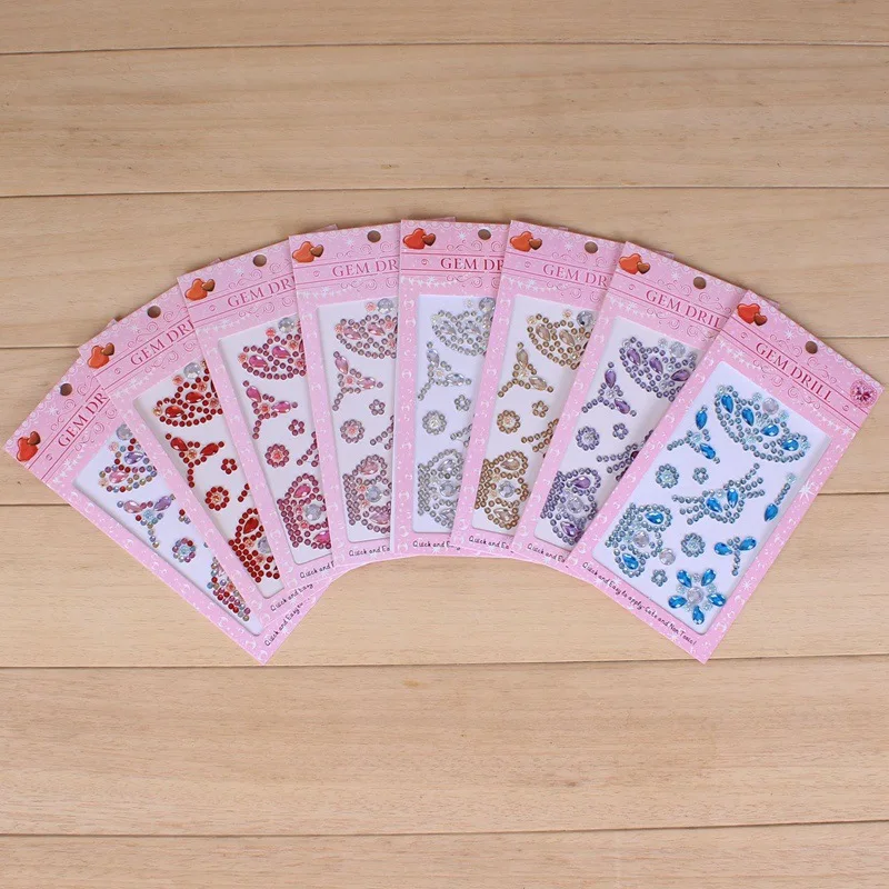 Random 1pc Diamond Crystal Stone Stickers Creative Kids DIY Art Crafts Toys Self Adhesive Crown Sticker | Игрушки и хобби