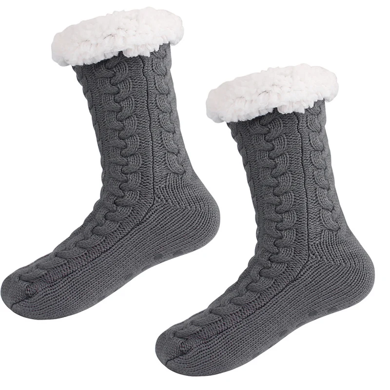 Winter Warm Slipper Socks Women Kawaii Christmas Fuzzy Fluffy Cozy Cute Knit Fleece Soft Thick New Year Gift Non Slip Socks