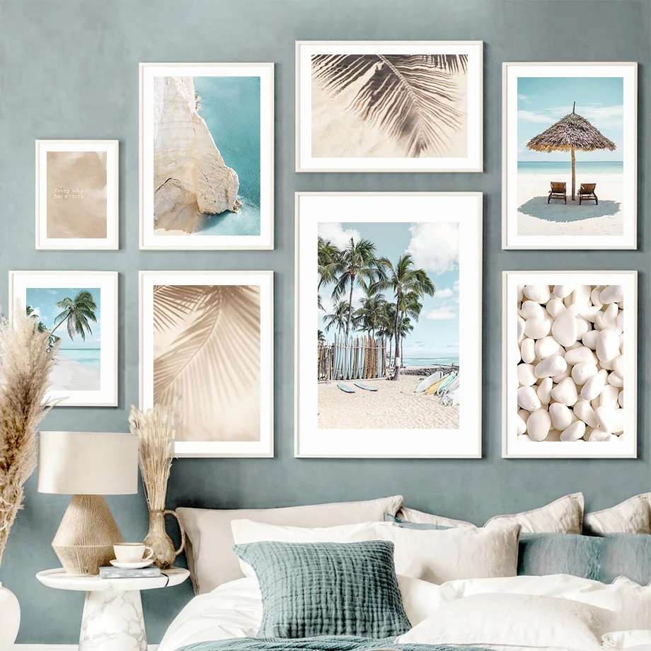 

Tropical Coconut Tree White Sandy Beach Wall Art Canvas Painting Nordic Posters And Prints Wall Pictures For Living Room Decor