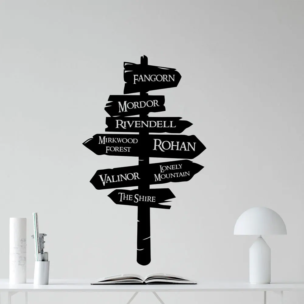 Lord Of The RIngs Wall Decal Tolkien Road Sign Vinyl Wall Sticker Interior Home Decor Living Room Movie Murals Removable A491