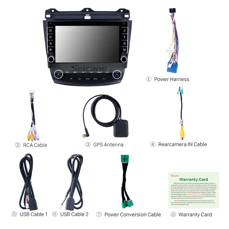 Seicane 2din Android 9.1 RAM 2GB ROM 32GB 10.1&quotcar multimedia playerGPS Navigation For Honda Accord 7 2003 2004 2005 2006 2007 |