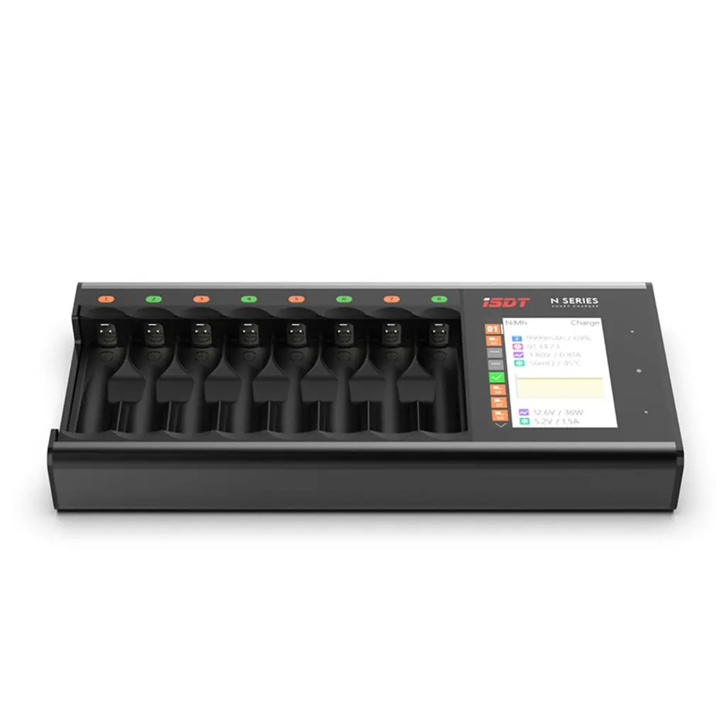 

ISDT N8 LCD Display Universal Battery Charger AA AAA Li-lon Rechargeable Batteries 8 Slot Fast Battery Charger