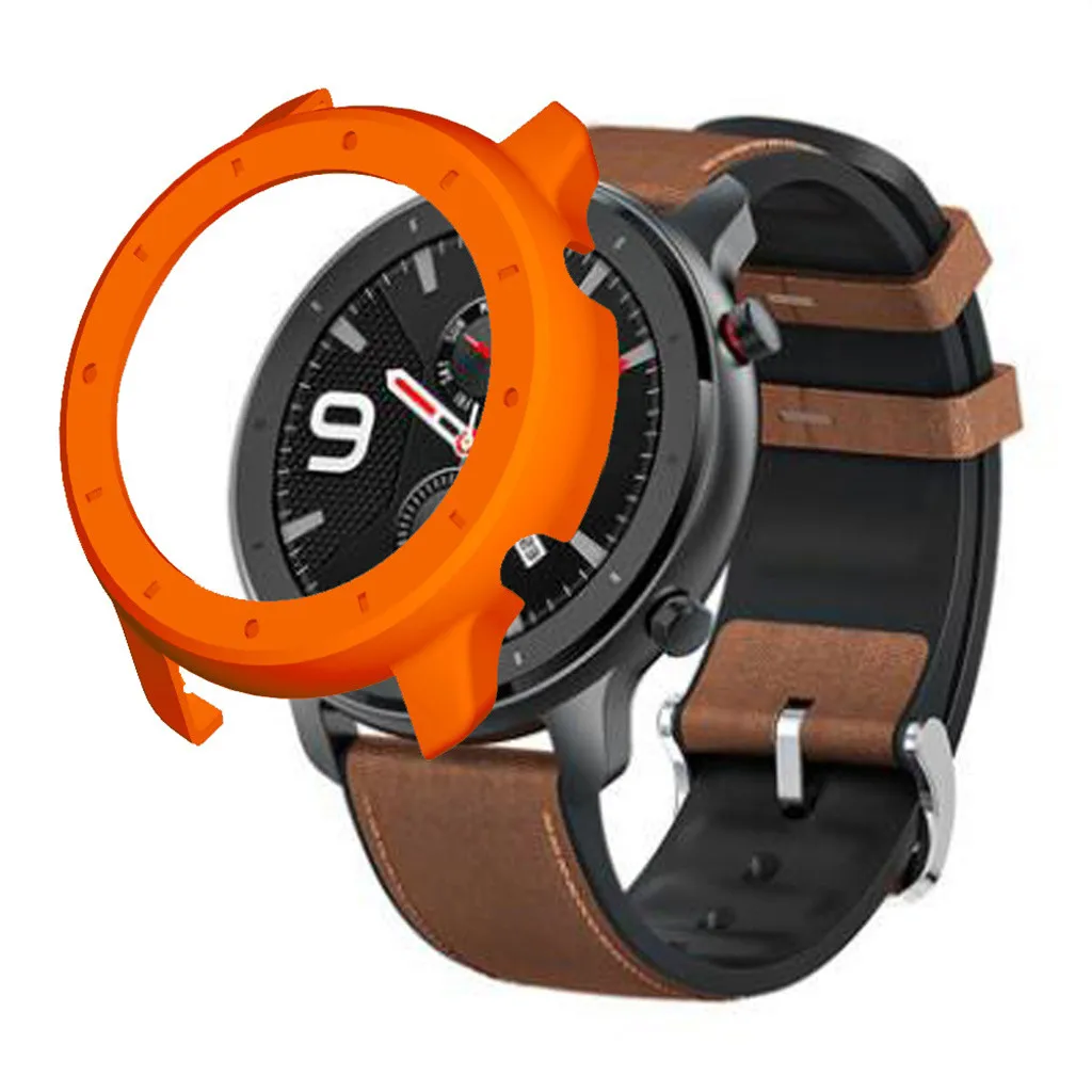 Защитный чехол с циферблатом для Huami AMAZFIT, сменный корпус для часов, Корпус Корпуса, защитная рамка для Huami AMAZFIT GTR 47 мм, прочный - Цвет: Оранжевый