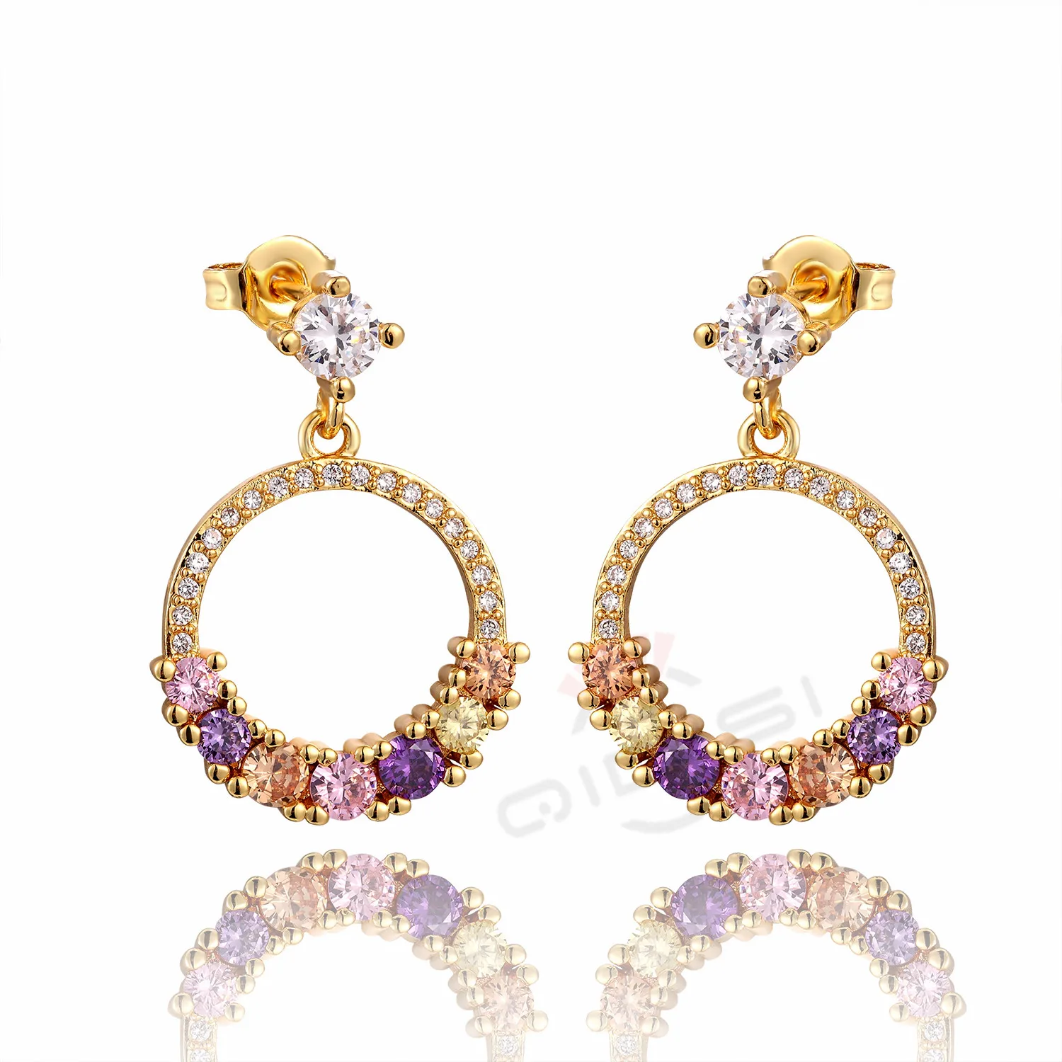 

Meajoe Trendy White Gold Rose Color Charm Stud Earring Round Cubic Zircon Metal Vintage Earrings Jewelry for Women Friend Gift