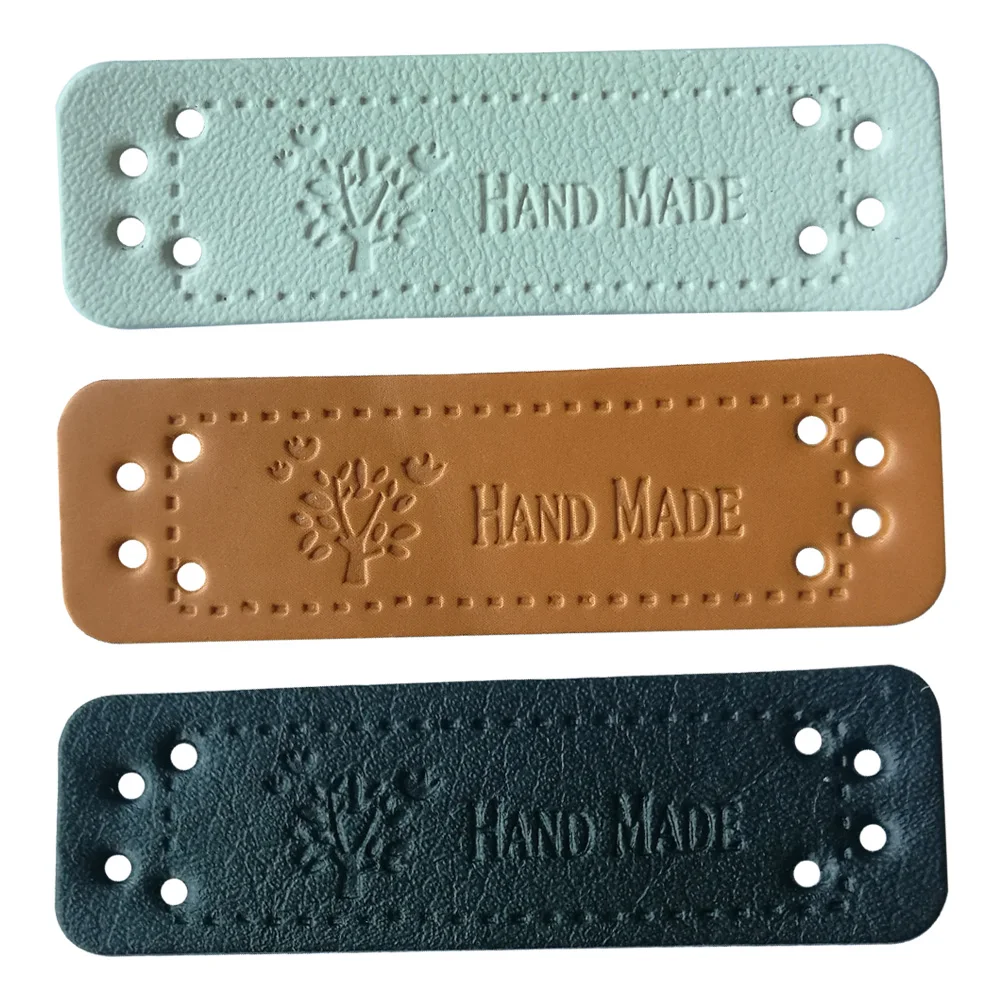 

10PCS Hand Made PU Leather Labels Handmade Label Of DIY Accessories Fits For Clothing Scarf Hat Bags
