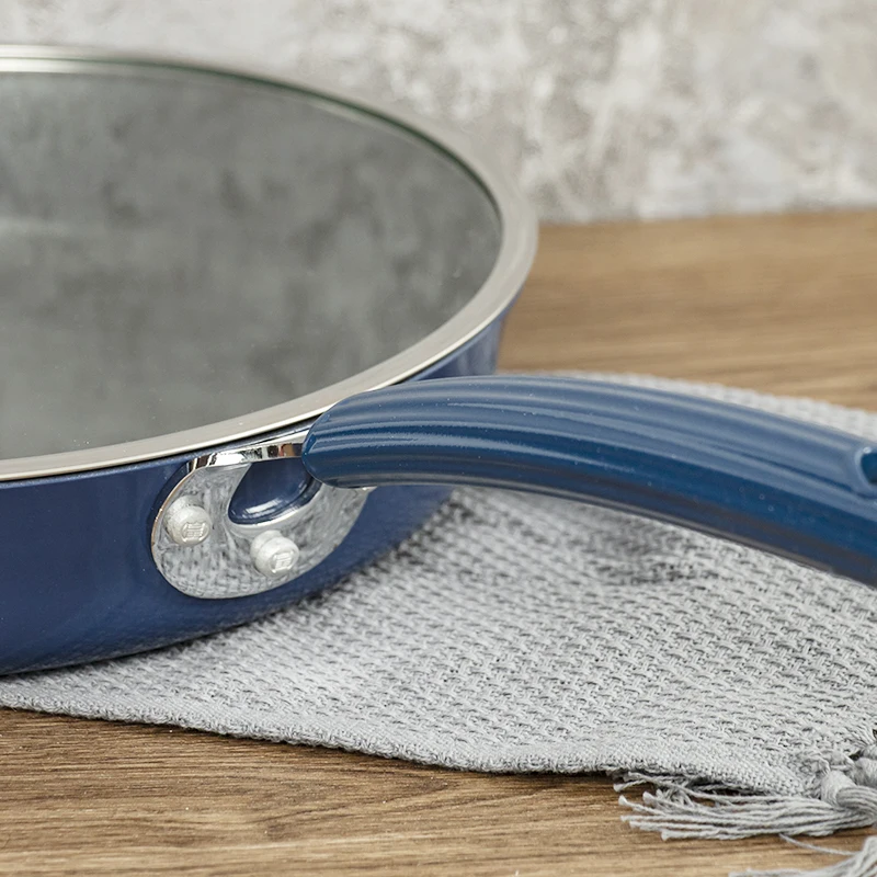 COOKER KING Nonstick Frying Pan Skillet Enamel Omelette With Glass Lid Dishwasher Safe Durable Coating 26cm | Дом и сад