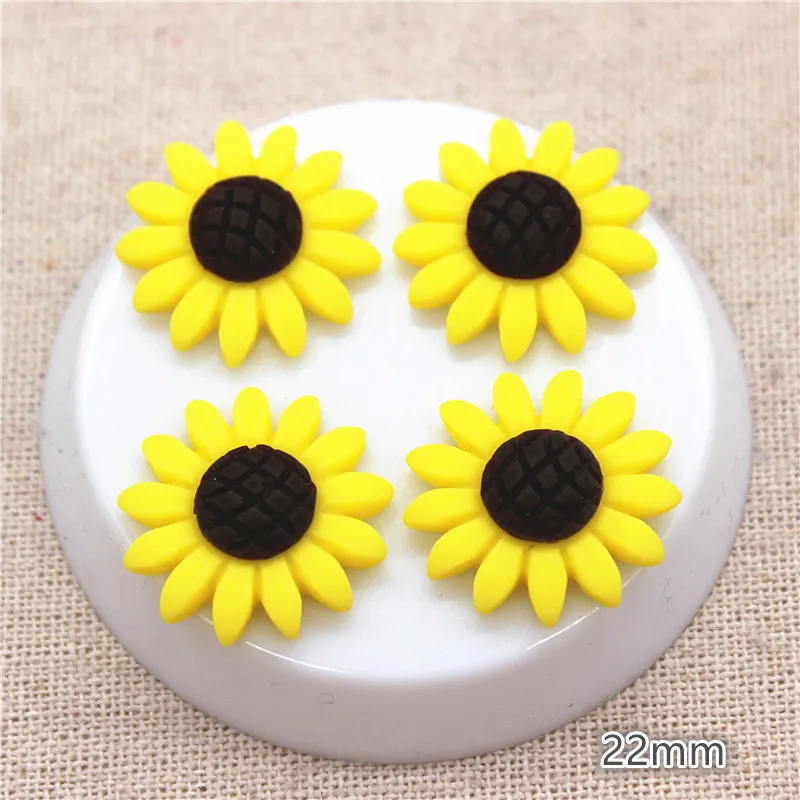 Кабошон из смолы с плоским основанием в виде подсолнуха 14 мм/22 мм/27 мм для