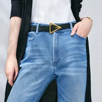 new jeans belts for women gold triangle pin buckle belt knot thin soft solid pu leather black casual waist strape belts for coat
