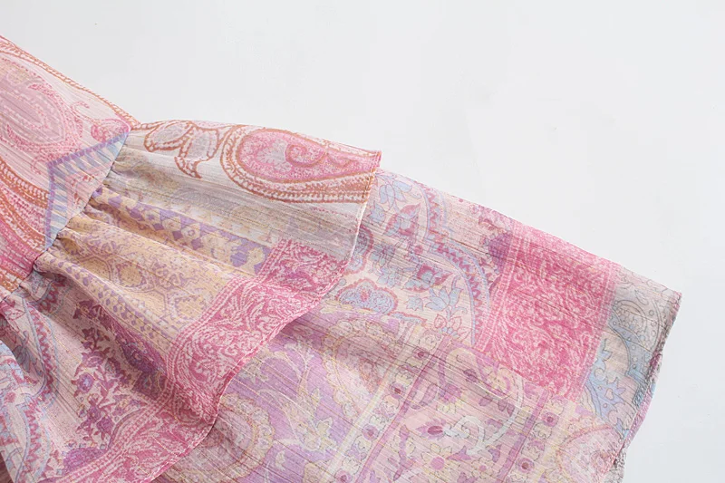 

ZA 2021 Women Summer Fashion Paisley Print Midi Dress Bohemia Backless Thin Straps Female Dresses New