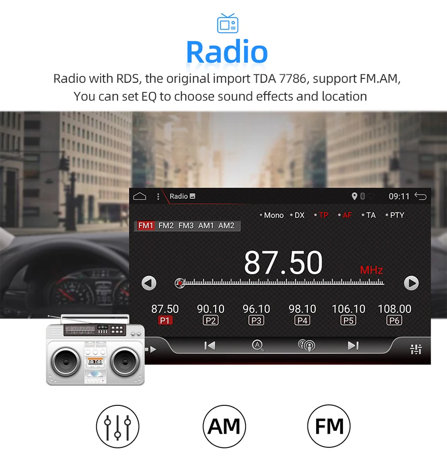 Android 9.0 touch screen 1 din HD 4K MP3 mirror link carplay PX6 multimedia auto radio car navigation GPS player for Lada Vesta
