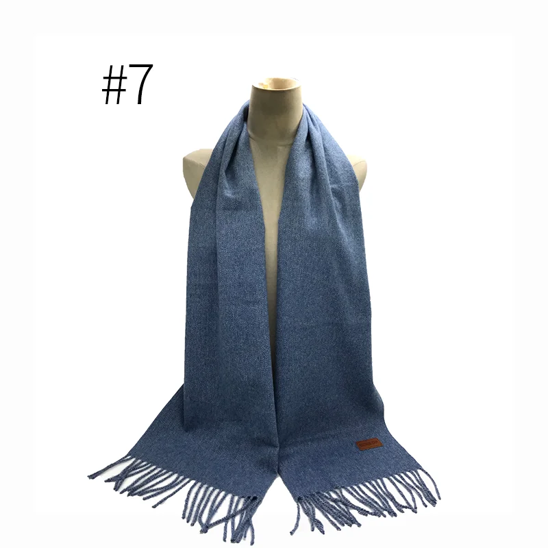 Новые зимние однотонные простые теплые мужские кашемировые шарфы с кисточками