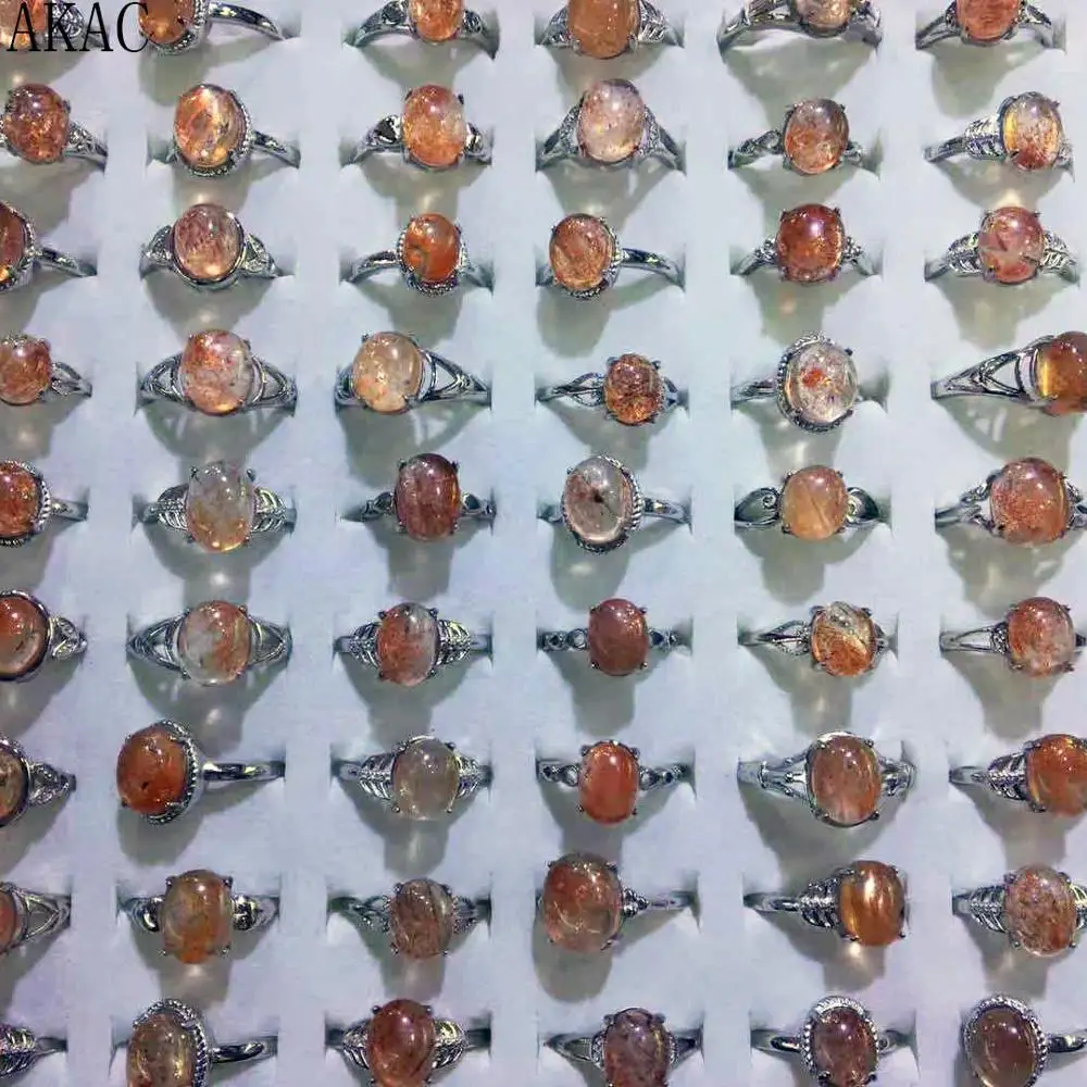 3 кольца AKAC натуральный Золотой sunstone регулируемое кольцо из белой меди