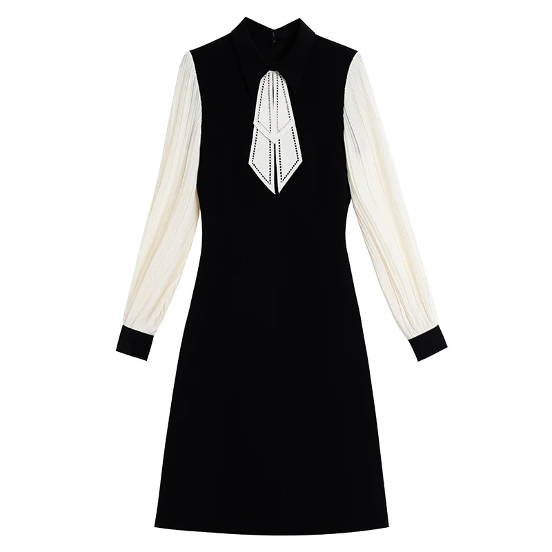 

Black Dress Commute Folds Long Sleeve Draw Back 2021 Autumn Clothes The New Inside