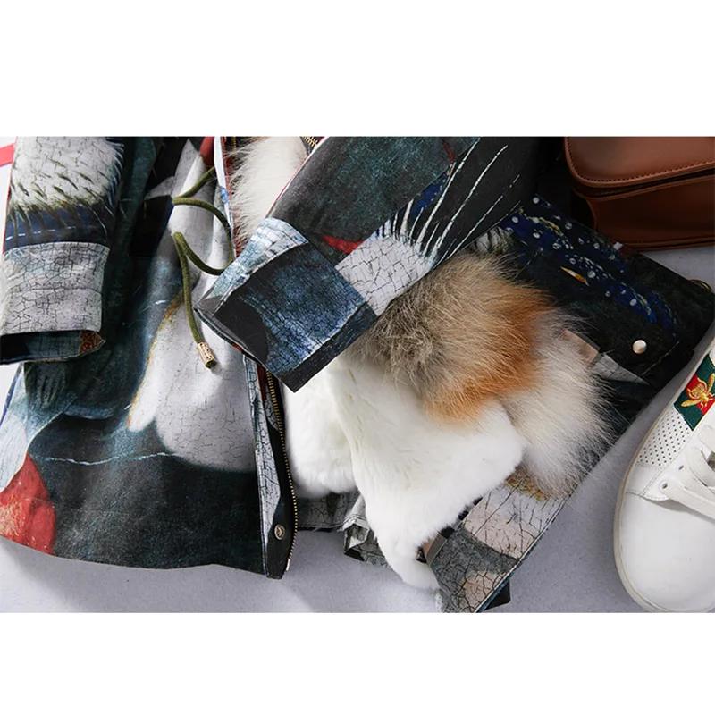 Ins Colorful Winter Coats and Jackets Women Real Fur Parka Natural Fox Fur Collar Detachable Down Liner Long Thick Warm