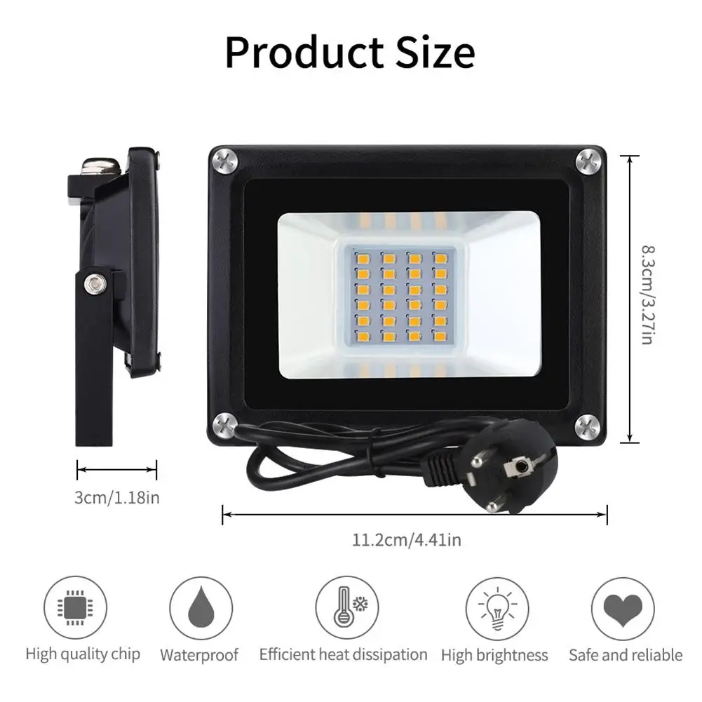 

20W 220V Warm White LED Waterproof Four Generations Spotlights Outdoor EU Plug Rugged Durable with Long Lasting Life