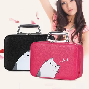 Женский органайзер для косметики, маленький чехол для косметики из искусственной кожи, модная дорожная сумочка для косметики, милая Подарочная косметичка для девушек