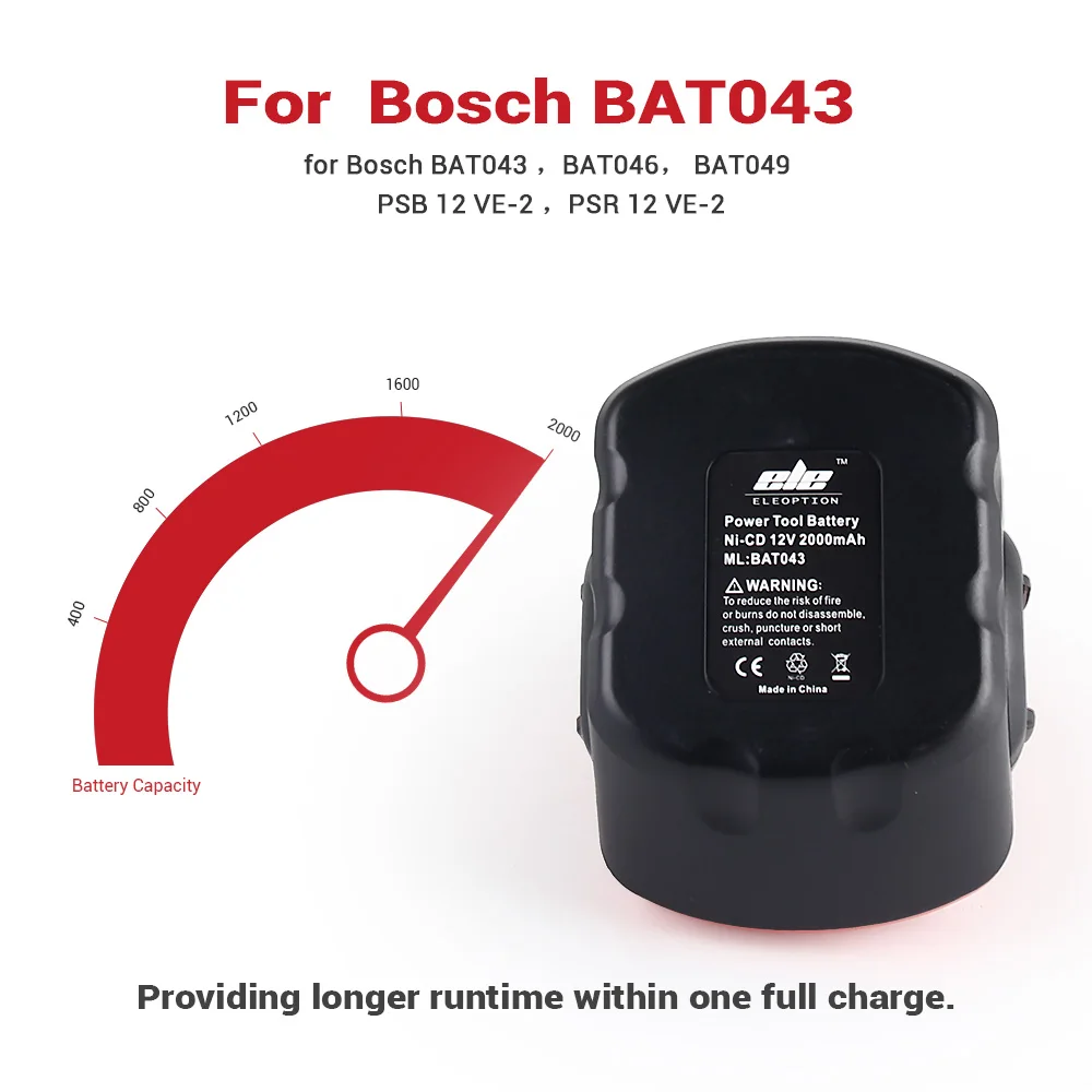 12 V 2000mAh Ni CD Батарея для Bosch дрель GSR VE 2 GSB PSB BAT043 BAT045 BTA120 26073 35430|Перезаряжаемые