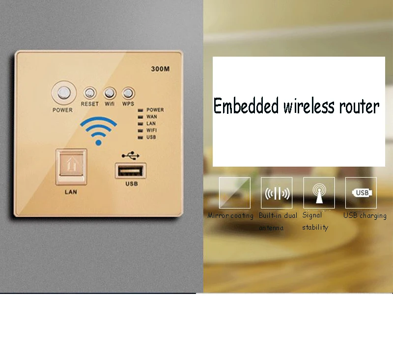 Тип 86 Встроенный Настенный 300 м беспроводной маршрутизатор отель WiFi панель 220 В домашнее реле AP с USB