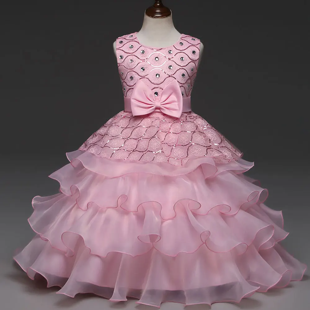 Красивое платье стразы с блестками для маленькой девочки свадебное детское