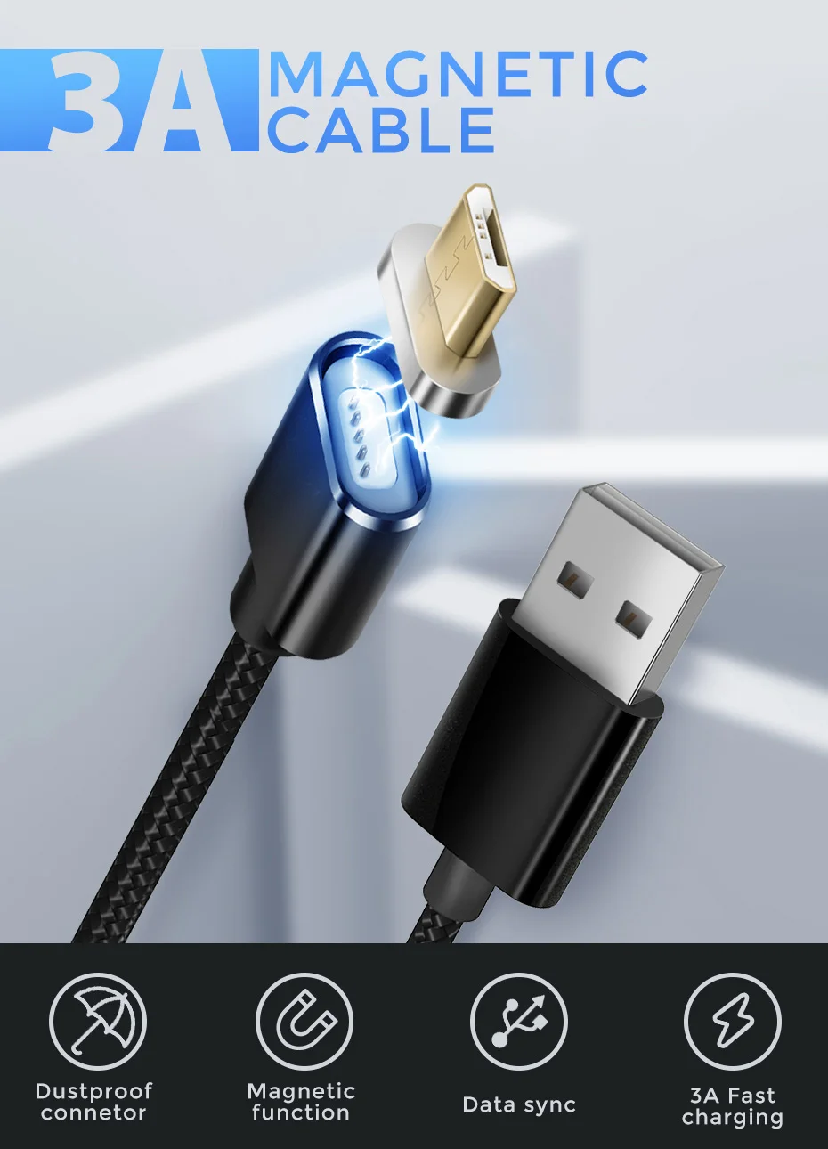 Магнитный кабель Micro USB для samsung, магнитный кабель для зарядки и передачи данных, кабель Micro USB для Android, кабели для зарядки мобильных телефонов