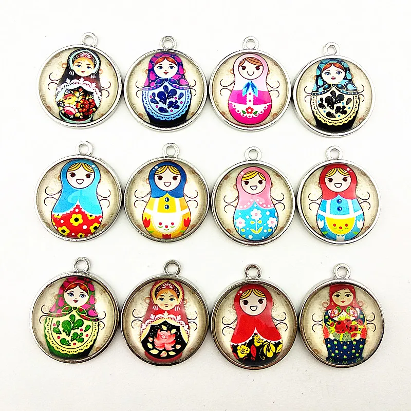 

30 шт. кукла-матрешка, российские куклы фото с базовыми настройками из сплава для сережек, брелоков, изготовления браслетов