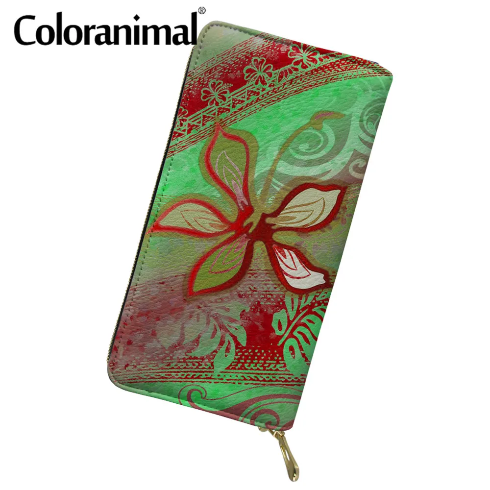 Coloranimal Для женщин переносной сцепления кошелек полинезийской Племенной Гибискус