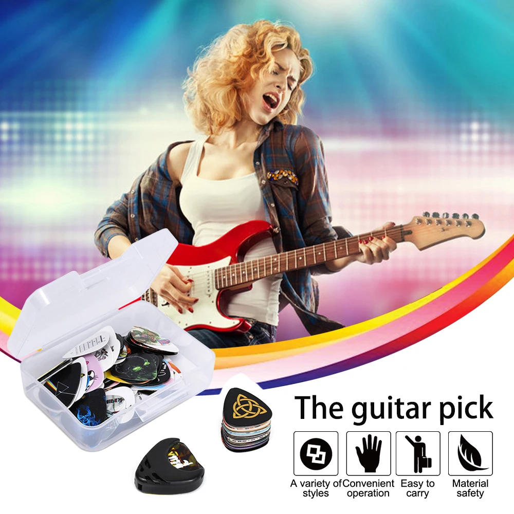 

100 Pcs Guitar Picks Set Celluloid Guitar Picks Plectrums for Electric Acoustic or Bass Guitar