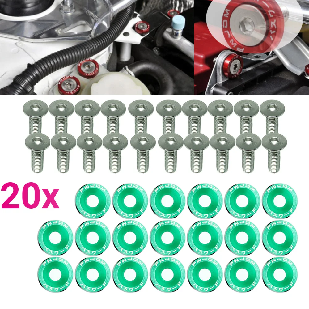 20pcs M6 JDM Car Modified Hex Fasteners Fender Washer Bumper Engine Concave Screws Car-styling | Автомобили и мотоциклы