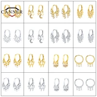 canner 925 sterling silver star moon pendant drop earrings for women huggie piercing round earring fashion jewelry pendientes