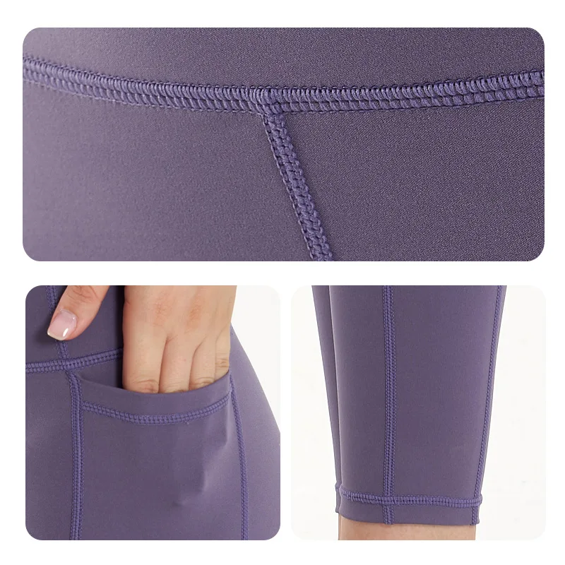 

High Waist Seamless Yoga Leggings Sports Pants Sexy Fitness Running Clothing Outdoor High Elastic Workout Pants Pocket X428B