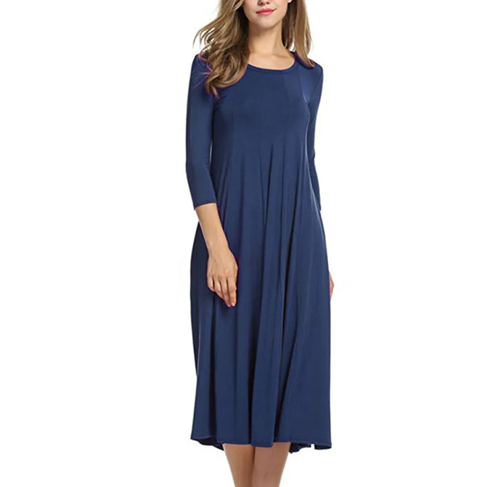 

Платье женское атласное с круглым вырезом и длинным рукавом