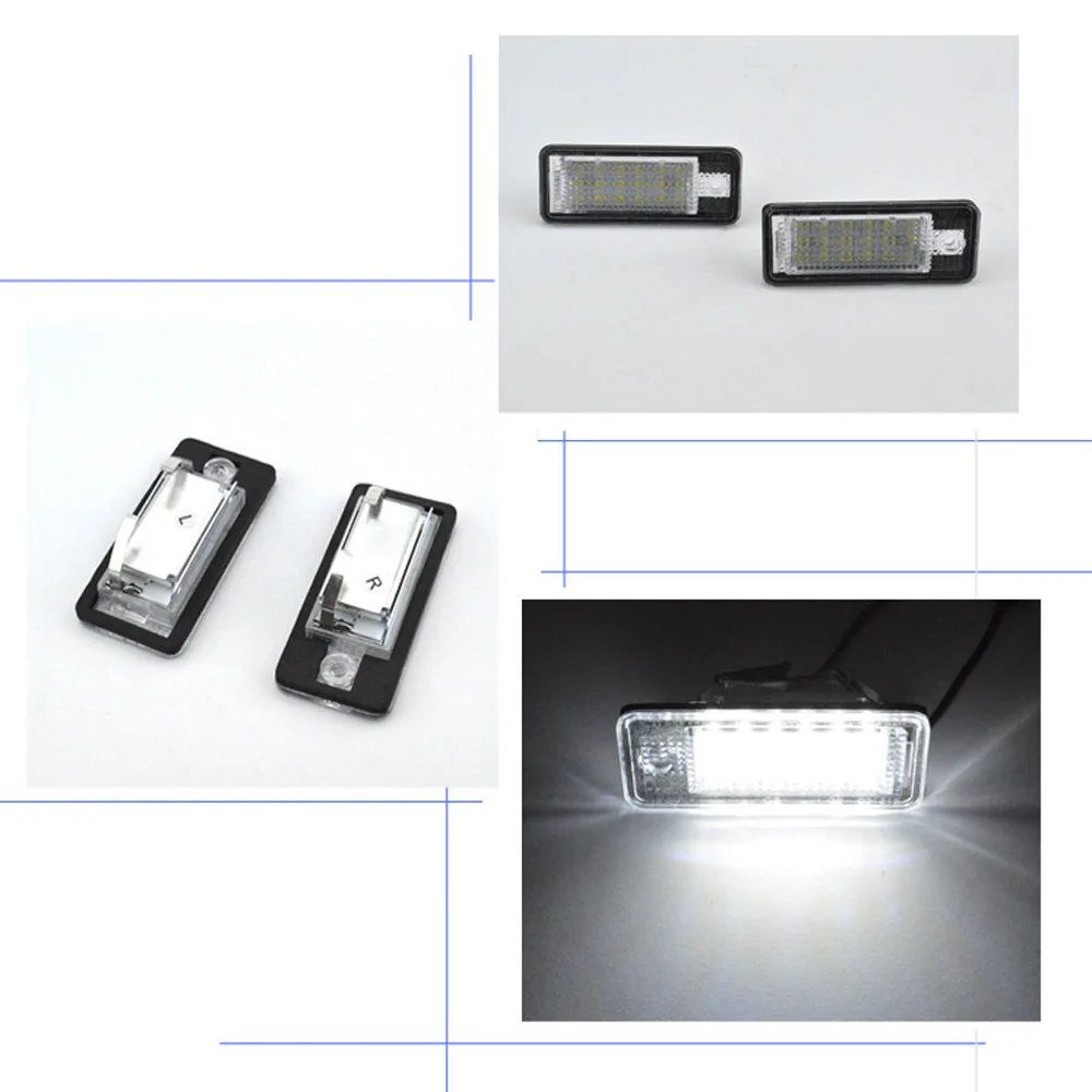 

2Pcs LED License Plate Lights for AUDI , 18 LED 3528 SMD License Plate Lamp Bulbs for AUDI A3 8P A6 4F White Light