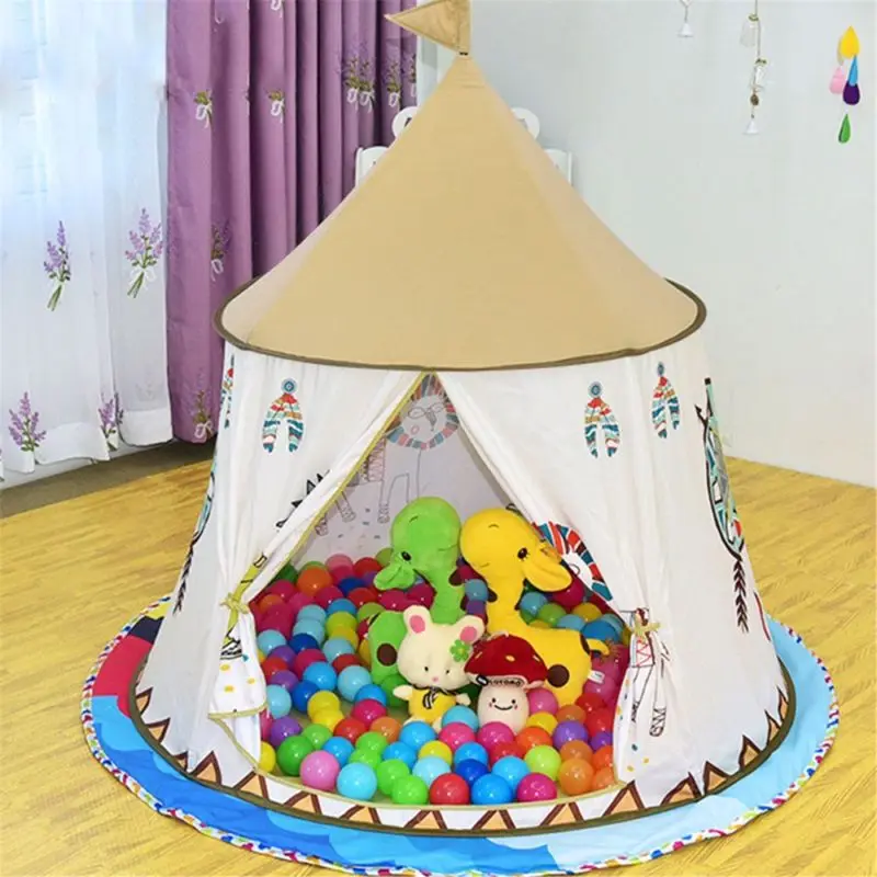 

Kid Tent House Portable Princess Castle 123*116cm Children Teepee Tent Play Tent Birthday Christmas Gift