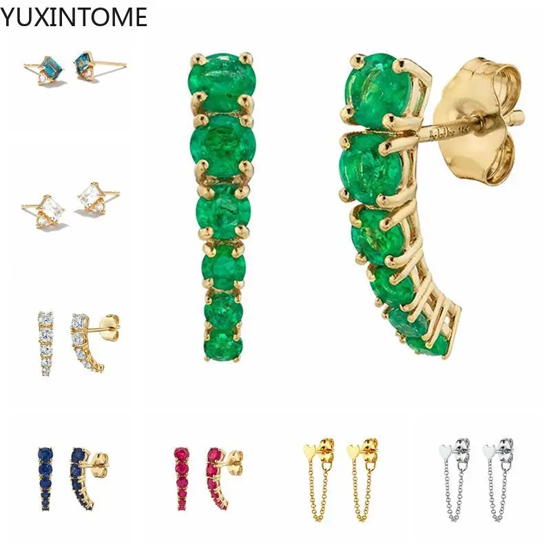 

YUXINTOME 925 silver needle Colorful zircon Stud Earrings For Women Mini Irregular Animal Earrings Joyero Aretes De Mujer A30