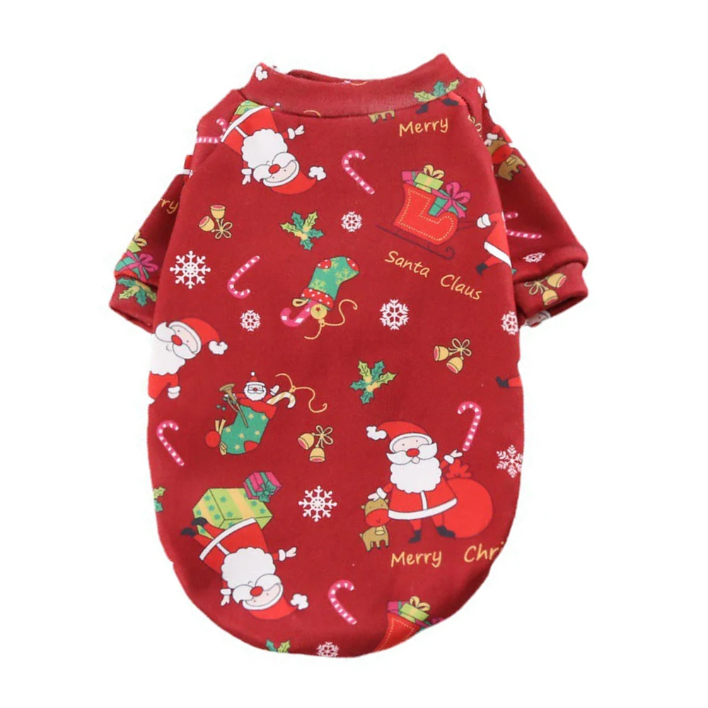 Warm Dog Clothes Christmas Print Puppy Jacket Winter Pet Outfits Supplies Sweater Small Dogs | Дом и сад