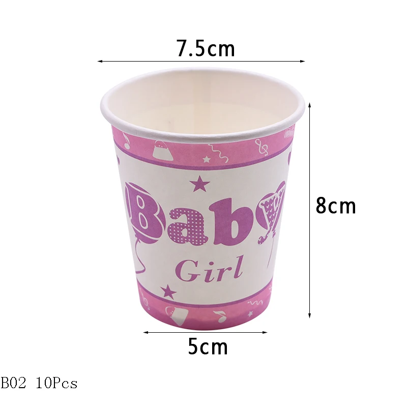 G02 Boy or Girl Baby Shower Disposable Tableware Gender Reveal Cup Plate Napkin Tablecloth Garland Birthday Party Decoration - Color: G02