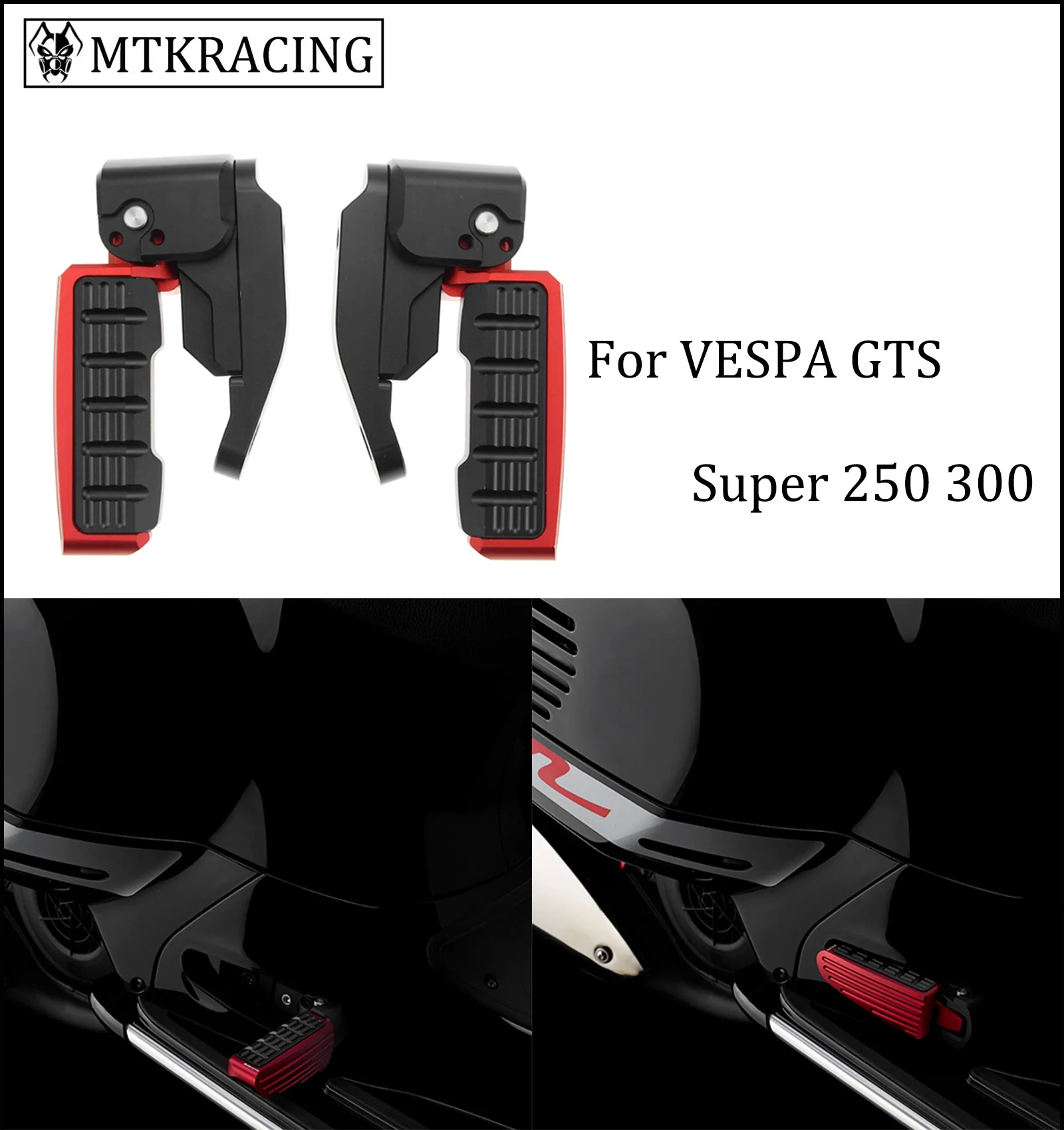 

For Vespa GTS Super GTS250 GTS 200 250 300ie Rear Passenger Foot Pad Motorcycle Catapult Footsteps Foldable Pedals Rests