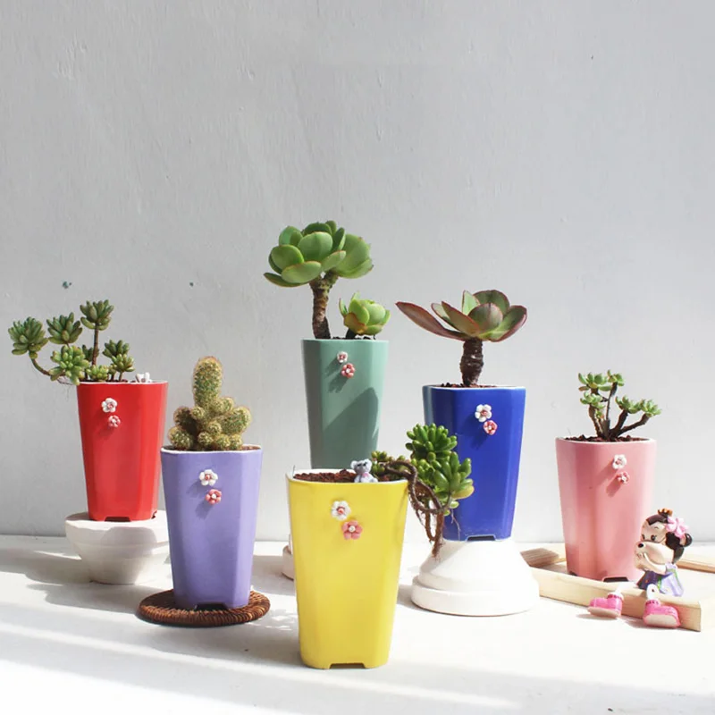 

Home Garden Decoration Ins Pastoral Style Little Flower Ceramic Flowerpot Desktop Fashion Green Planting Creative Pot Artware