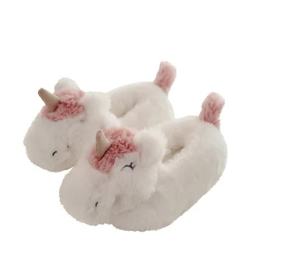 Unicorn Slippers Плюшевые тапочки с единорогом для взрослых и женщин; коллекция года; нескользящие домашние тапочки для девочек; обувь единорога; теплая мягкая зимняя обувь для спальни - Цвет: Unicorn Slippers