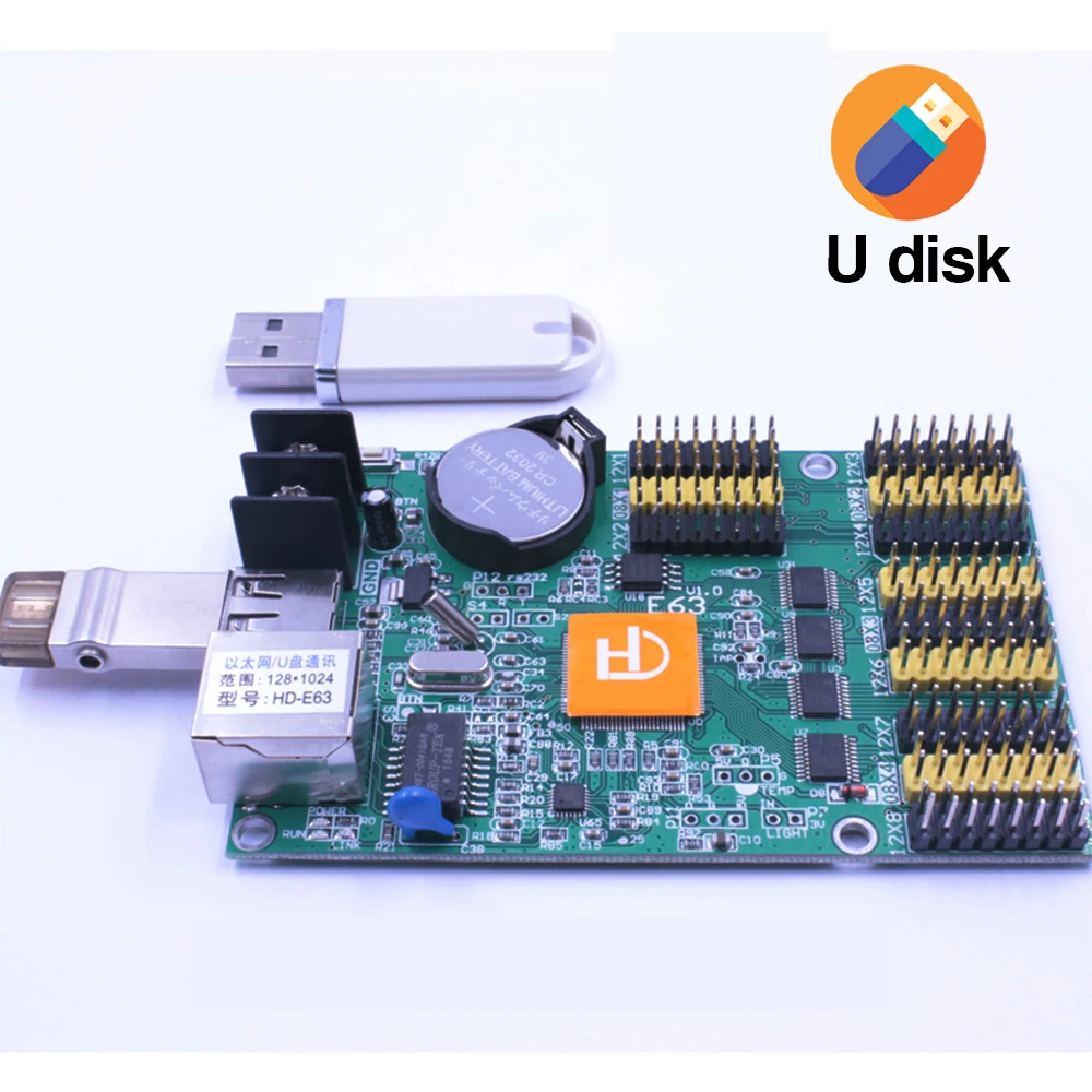 HD-E63 Ethernet и USB Порты разъёмы 4 * HUB08 & 8 HUB12 1024*128 пикселей с одним двумя Цвет Tri-Цвет