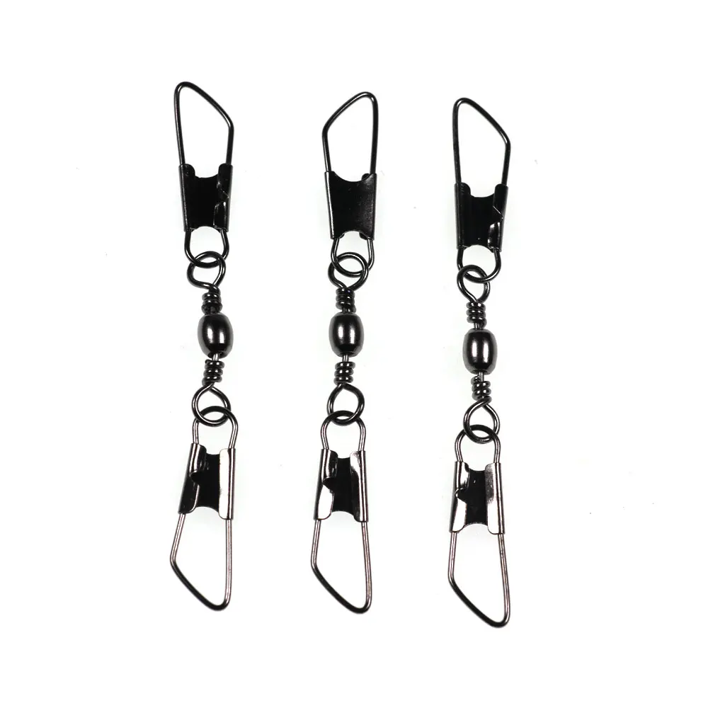 Bimoo 40/100pcs Copper Fishing Barrel Swivels With Double Safety Snaps Quick Change Pin Line Lure Hook Connector Link | Спорт и