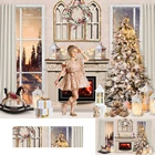 Фон с рождественской елкой камином для детской семейной фотостудии