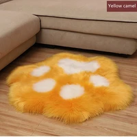 faux fur rug wool carpet soft bear paw footprint fluffy plush cushion living room bedroom mat kid room home decor rug shaggy pad