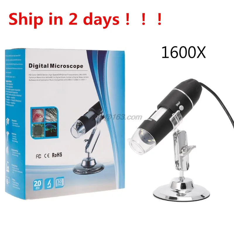 

1600X USB Digital Microscope Camera Endoscope 8LED Magnifier with Metal Stand Dropshipping